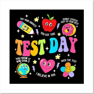 Test Day Rock The Test Testing Day Motivational Teacher Kids Posters and Art